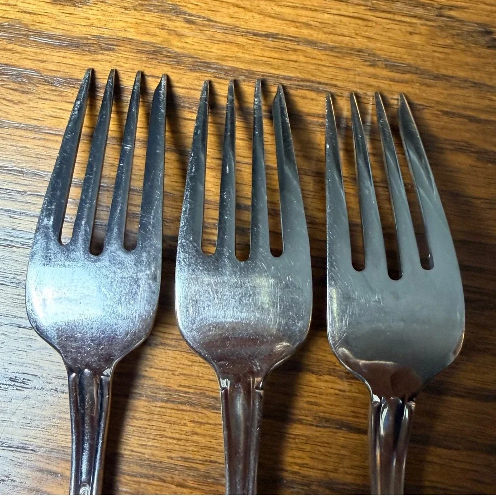 Gorham Melon Bud Frosted Stainless Steel Salad Forks 18/8 Set of 3